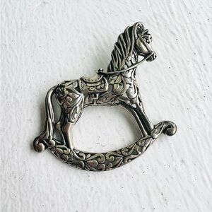 Vintage Sterling Silver Rocking Horse Brooch